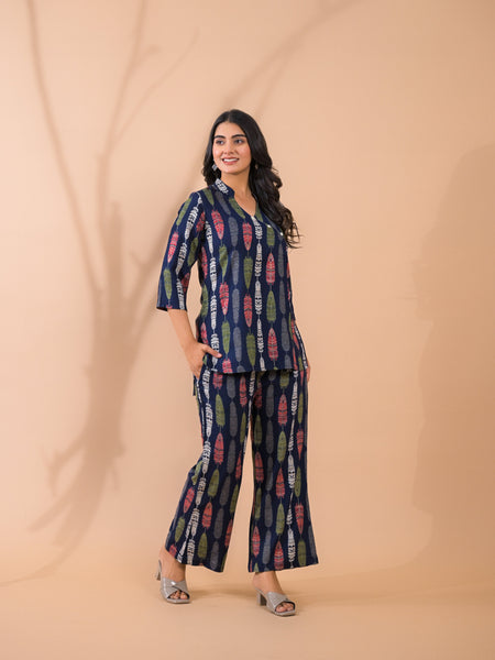 Blue Co-Ord Set with Palazzo Pants