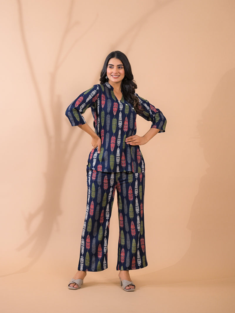 Blue Co-Ord Set with Palazzo Pants