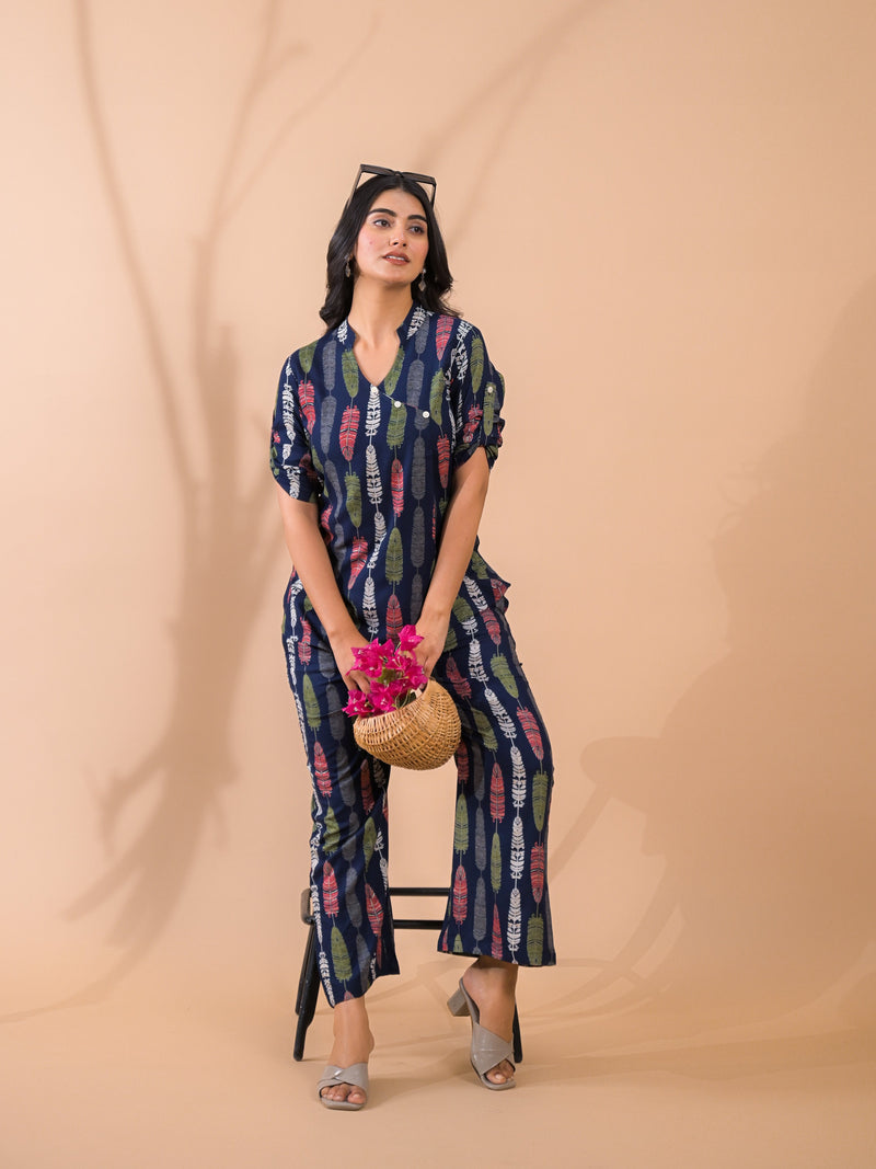 Blue Co-Ord Set with Palazzo Pants