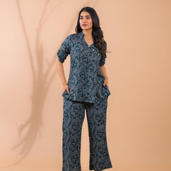 Dark Green Co-Ord Set with Palazzo Pants