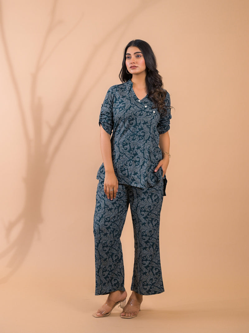 Dark Green Co-Ord Set with Palazzo Pants