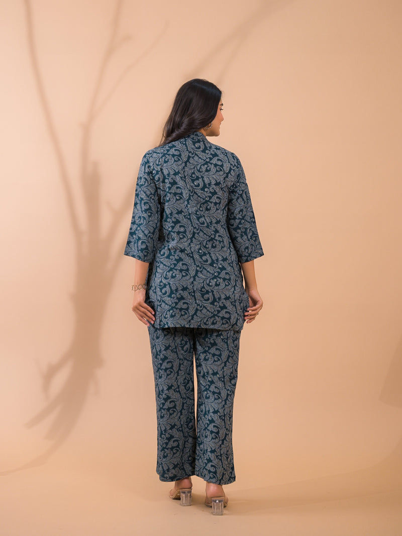 Dark Green Co-Ord Set with Palazzo Pants