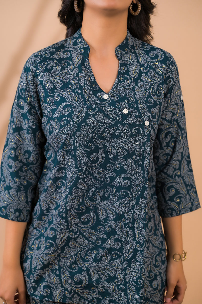 Dark Green Co-Ord Set with Palazzo Pants