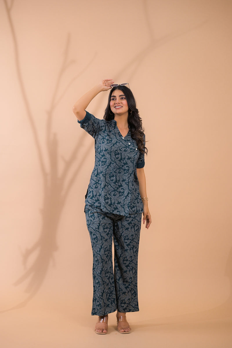 Dark Green Co-Ord Set with Palazzo Pants