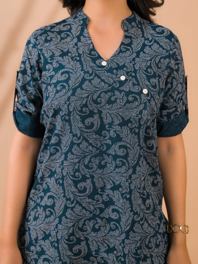 Dark Green Co-Ord Set with Palazzo Pants