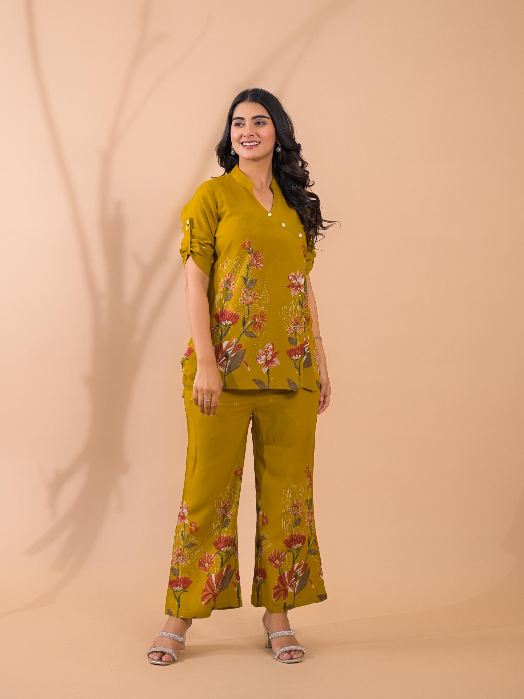 Mustard Co-Ord Set with Palazzo Pants