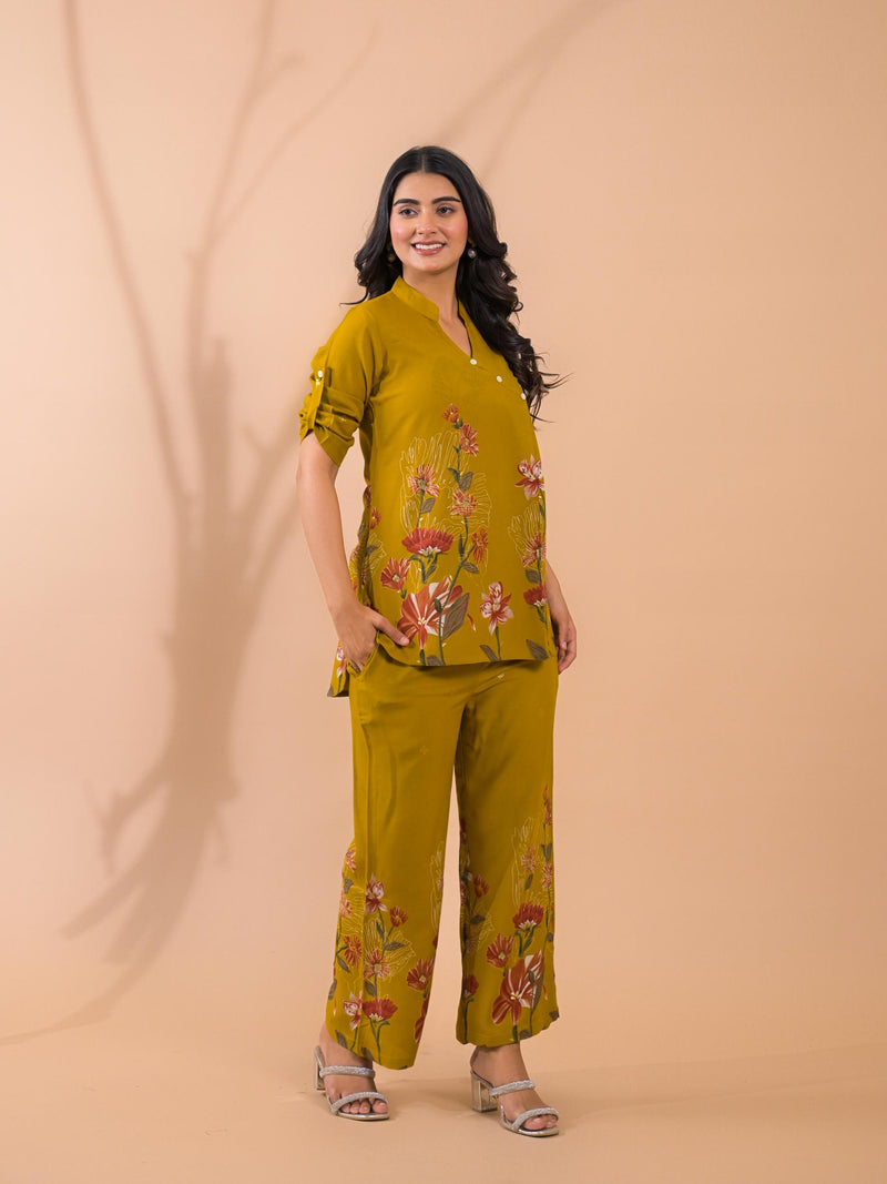 Mustard Co-Ord Set with Palazzo Pants