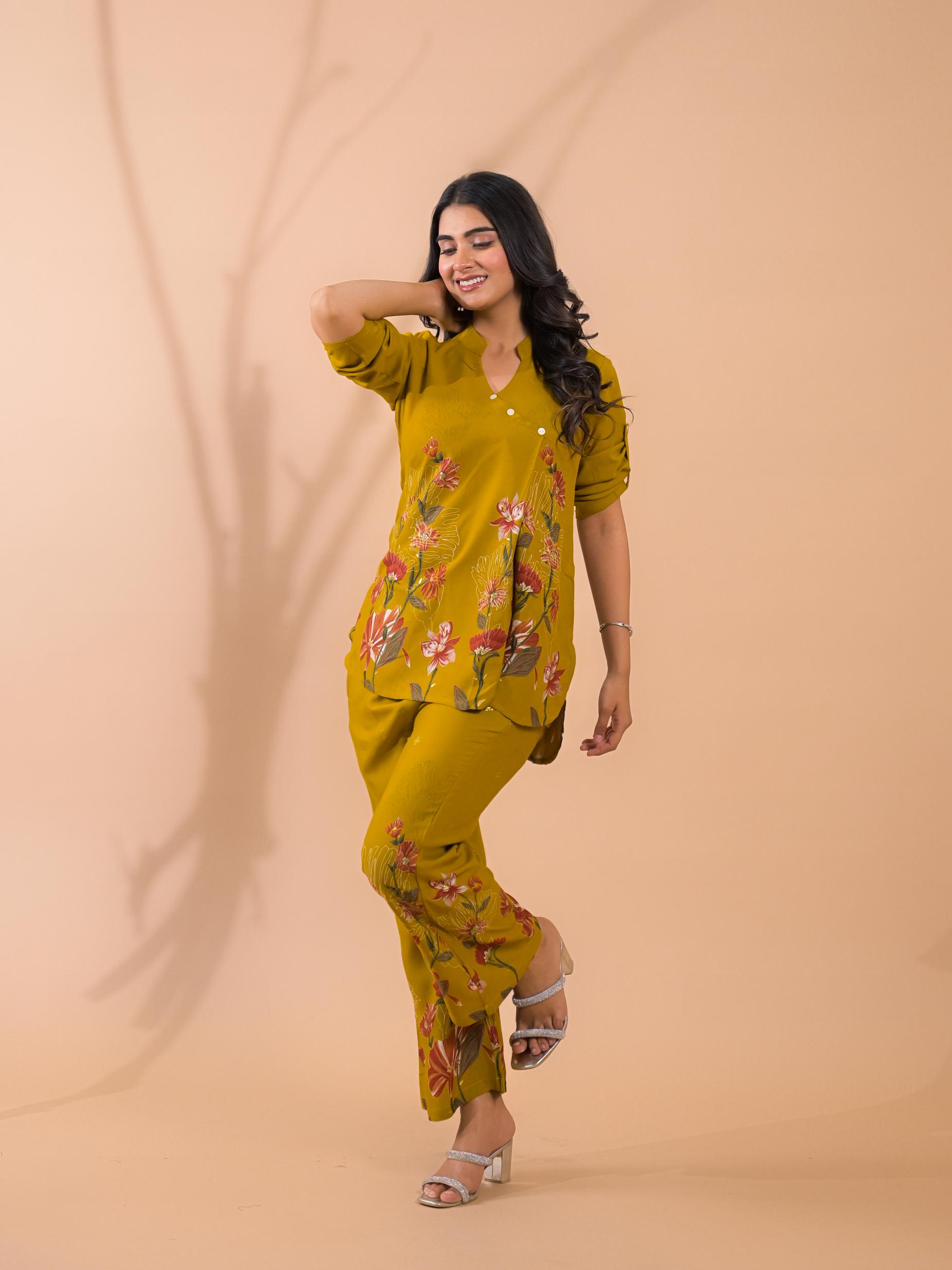 Mustard Co-Ord Set with Palazzo Pants