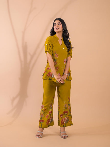 Mustard Co-Ord Set with Palazzo Pants