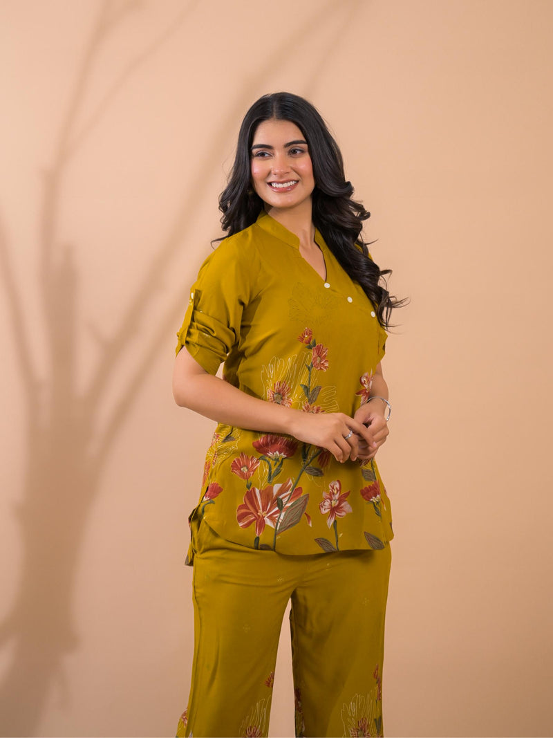Mustard Co-Ord Set with Palazzo Pants