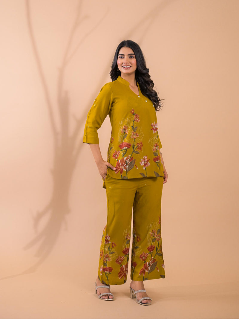 Mustard Co-Ord Set with Palazzo Pants