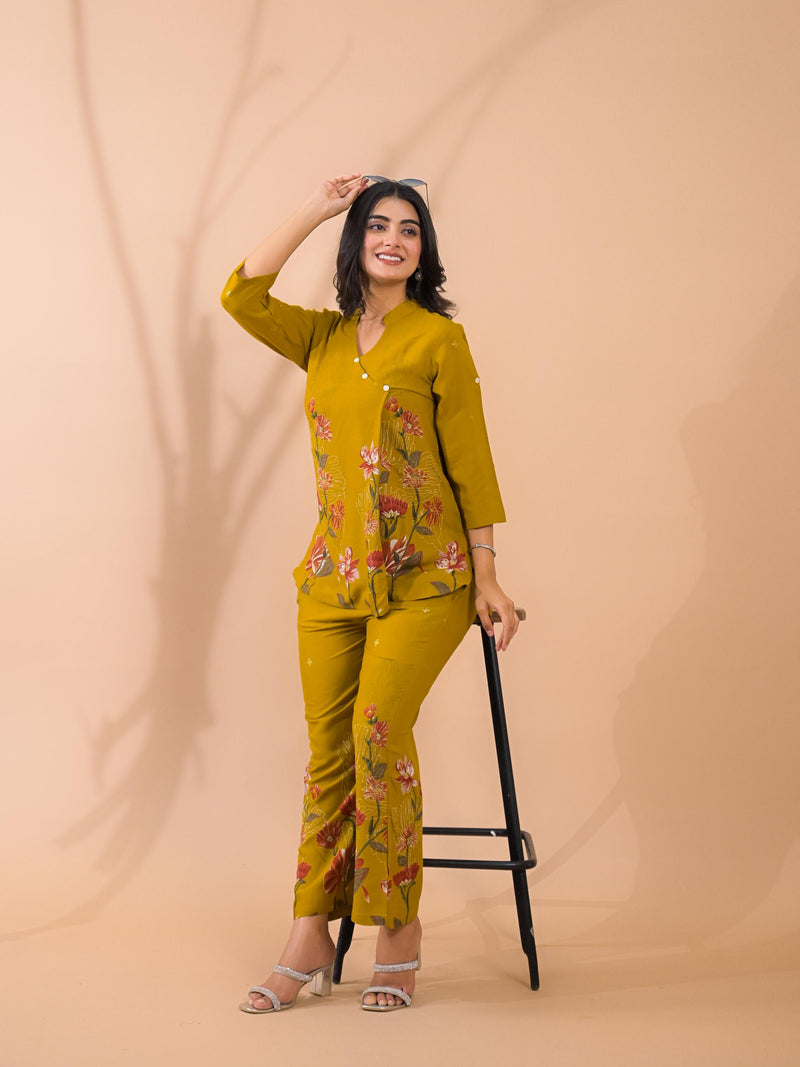 Mustard Co-Ord Set with Palazzo Pants
