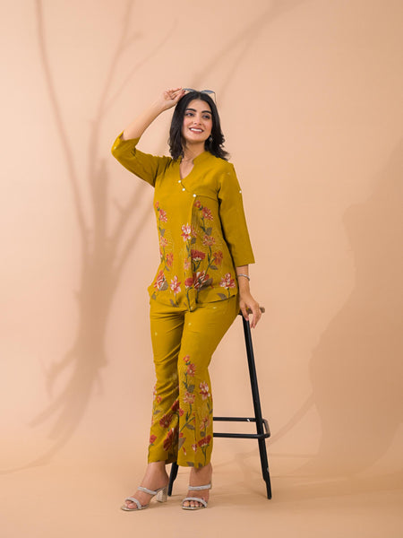 Mustard Co-Ord Set with Palazzo Pants
