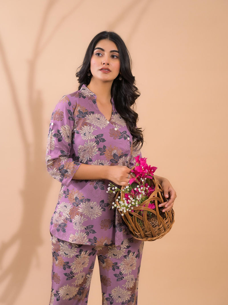 Purple Co-Ord Set with Palazzo Pants