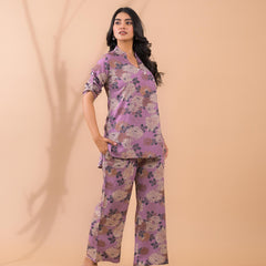Purple Co-Ord Set with Palazzo Pants