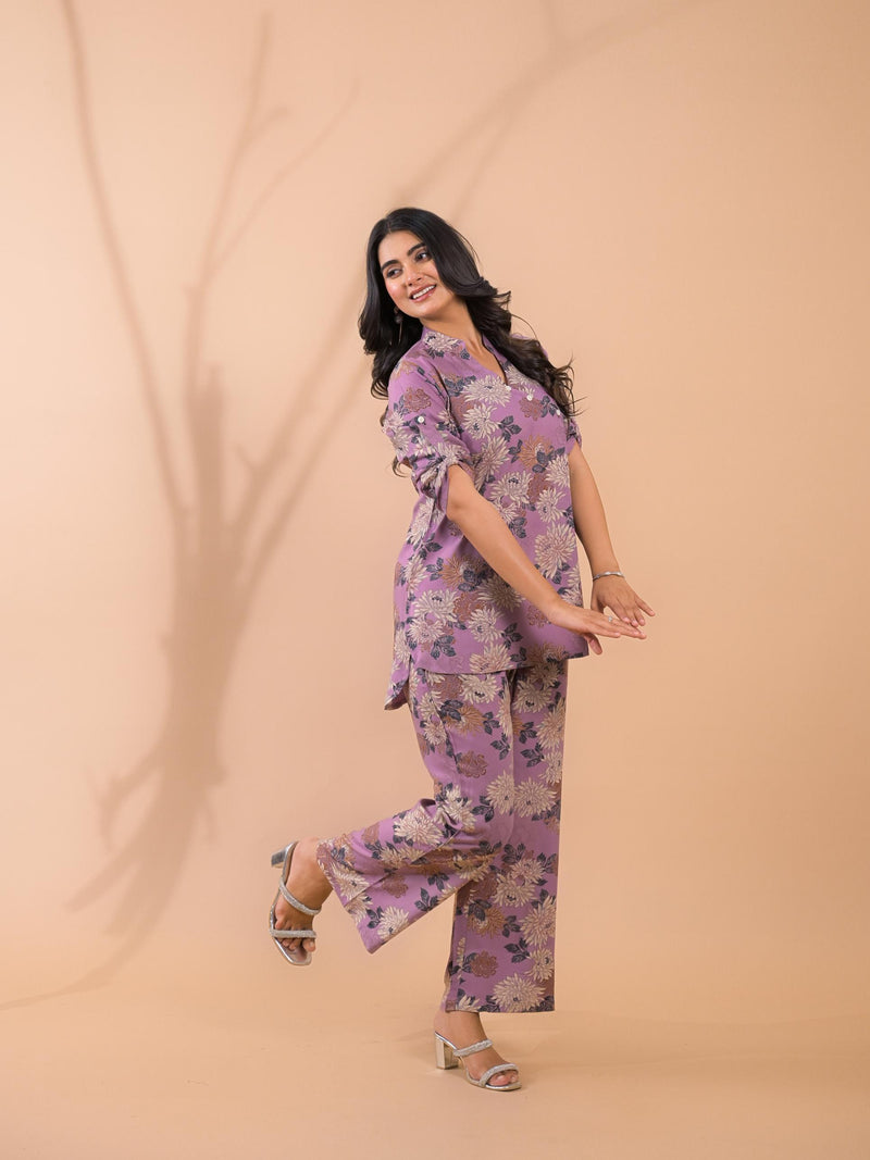Purple Co-Ord Set with Palazzo Pants
