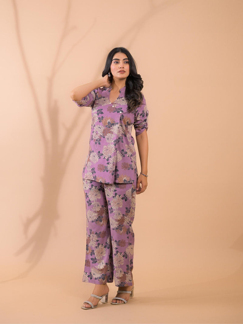 Purple Co-Ord Set with Palazzo Pants