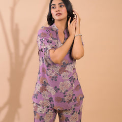 Purple Co-Ord Set with Palazzo Pants