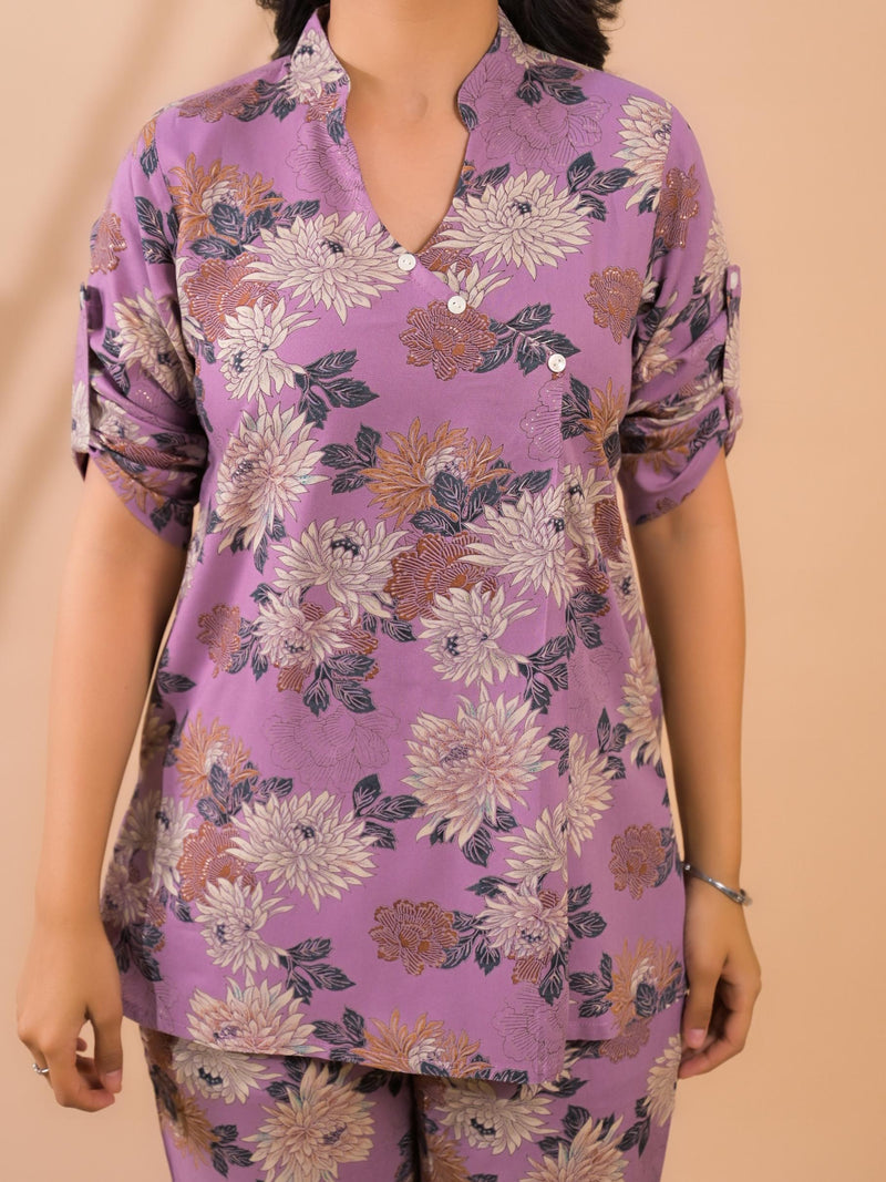 Purple Co-Ord Set with Palazzo Pants