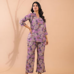 Purple Co-Ord Set with Palazzo Pants
