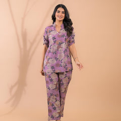 Purple Co-Ord Set with Palazzo Pants