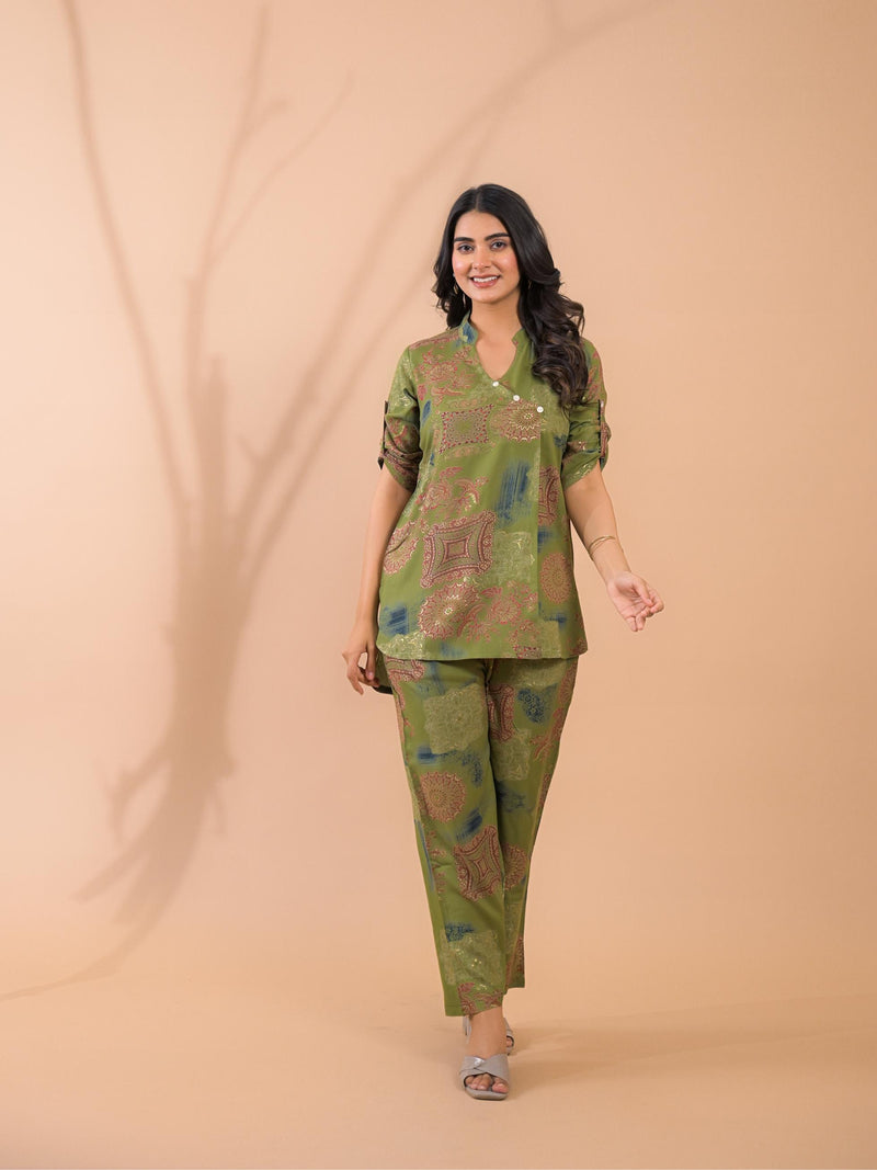 Green Co-Ord Set with Palazzo Pants