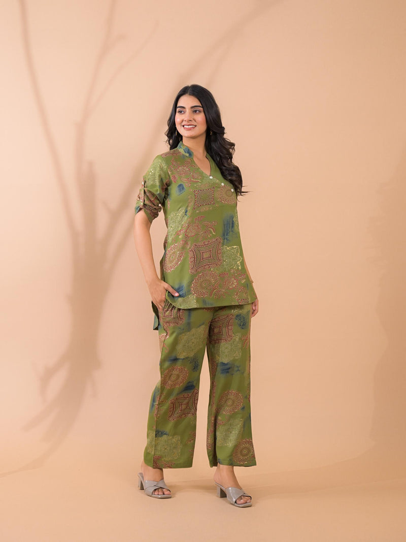 Green Co-Ord Set with Palazzo Pants