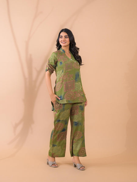 Green Co-Ord Set with Palazzo Pants