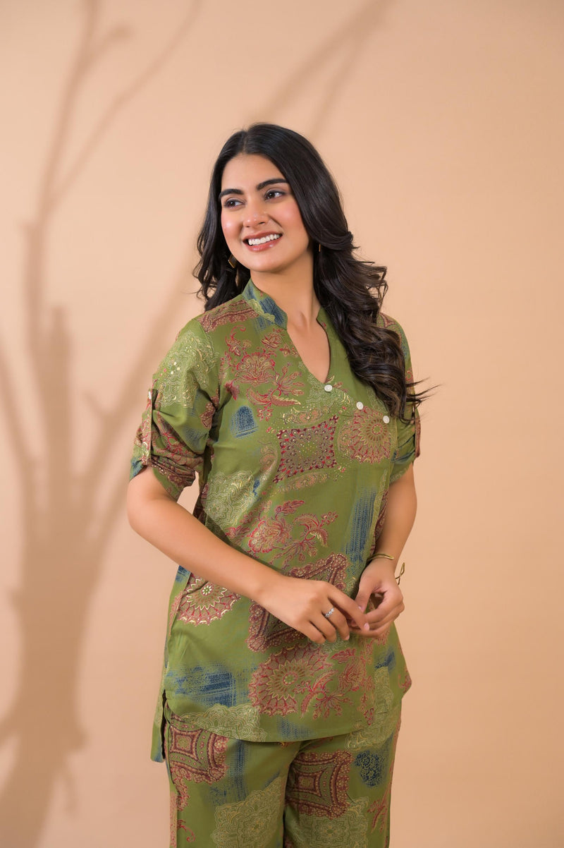 Green Co-Ord Set with Palazzo Pants