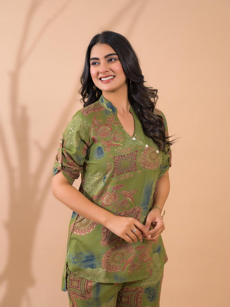 Green Co-Ord Set with Palazzo Pants