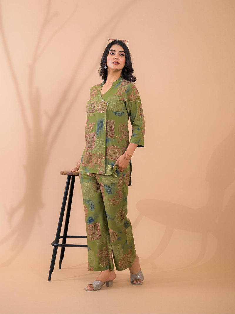 Green Co-Ord Set with Palazzo Pants