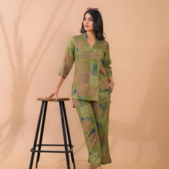 Green Co-Ord Set with Palazzo Pants