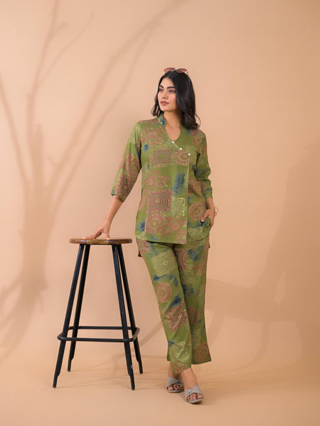 Green Co-Ord Set with Palazzo Pants