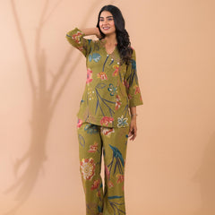 Moss Green Co-Ord Set with Palazzo Pants