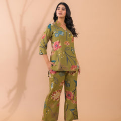Moss Green Co-Ord Set with Palazzo Pants