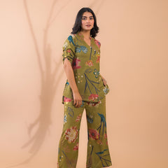 Moss Green Co-Ord Set with Palazzo Pants