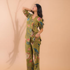 Moss Green Co-Ord Set with Palazzo Pants