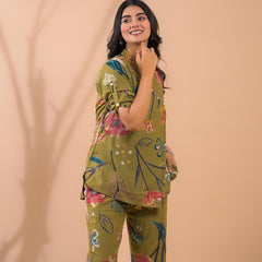 Moss Green Co-Ord Set with Palazzo Pants