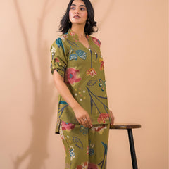 Moss Green Co-Ord Set with Palazzo Pants