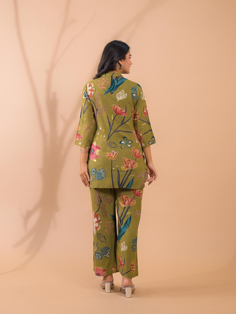 Moss Green Co-Ord Set with Palazzo Pants