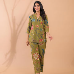 Moss Green Co-Ord Set with Palazzo Pants