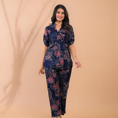 Navy Blue Co-Ord Set with Palazzo Pants