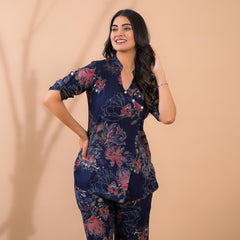 Navy Blue Co-Ord Set with Palazzo Pants