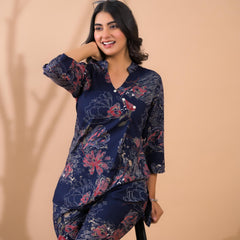 Navy Blue Co-Ord Set with Palazzo Pants