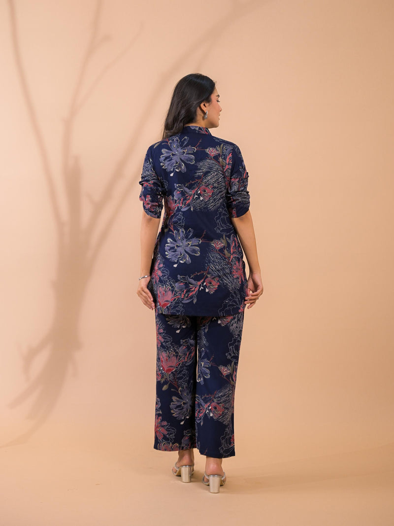 Navy Blue Co-Ord Set with Palazzo Pants