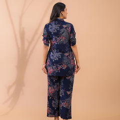 Navy Blue Co-Ord Set with Palazzo Pants