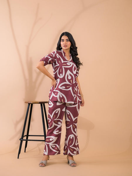 Maroon Co-Ord Set with Palazzo Pants