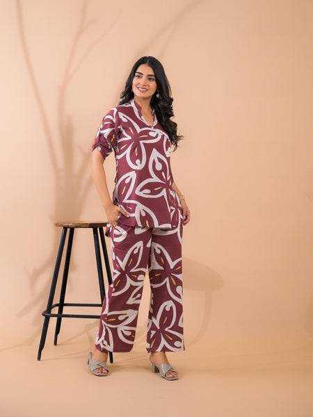 Maroon Co-Ord Set with Palazzo Pants