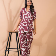 Maroon Co-Ord Set with Palazzo Pants
