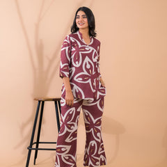 Maroon Co-Ord Set with Palazzo Pants